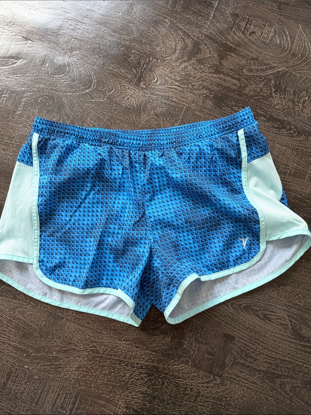 Old Navy Blue Athletic Shorts with Mint Trim